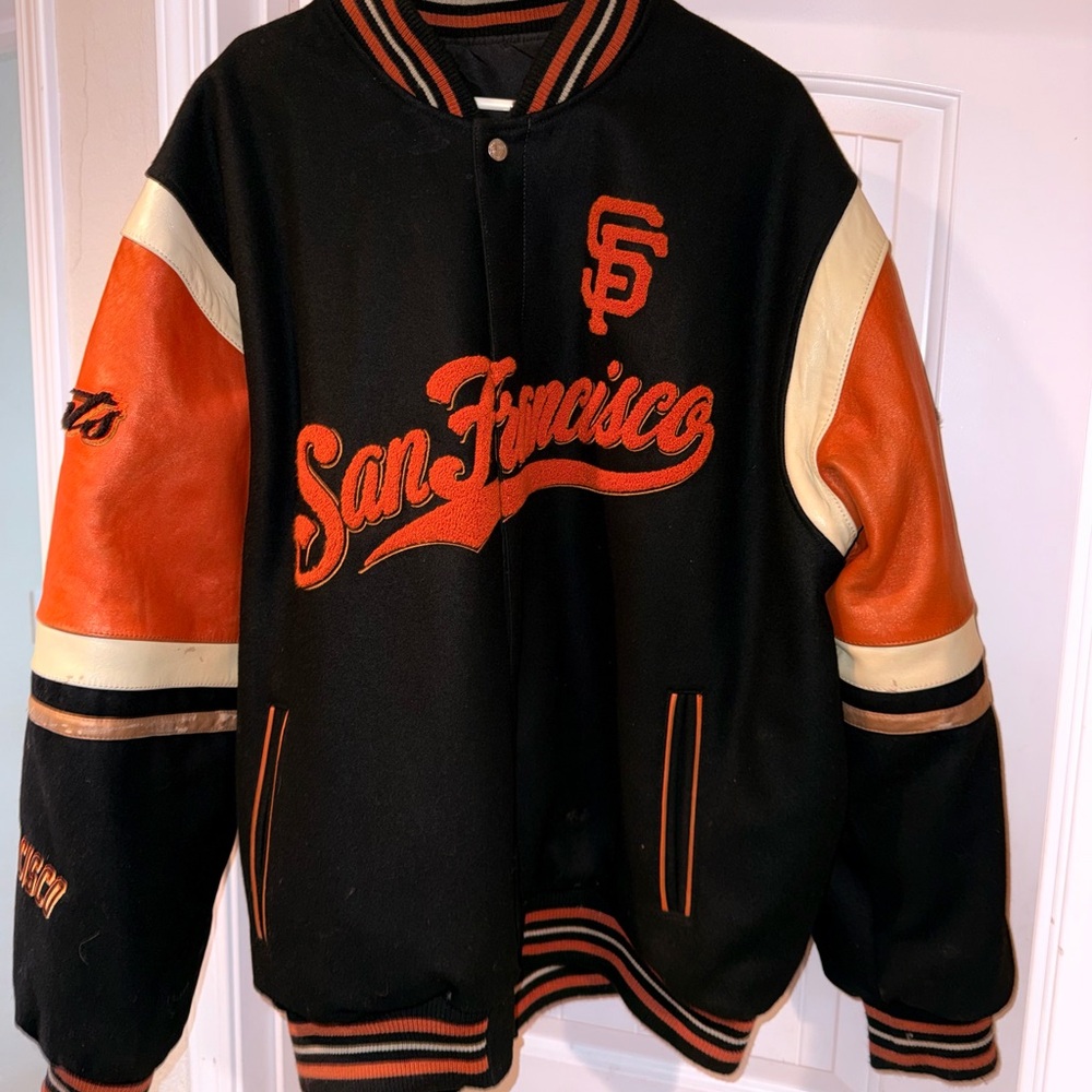 JH Collectibles Black and Orange Varsity Jacket